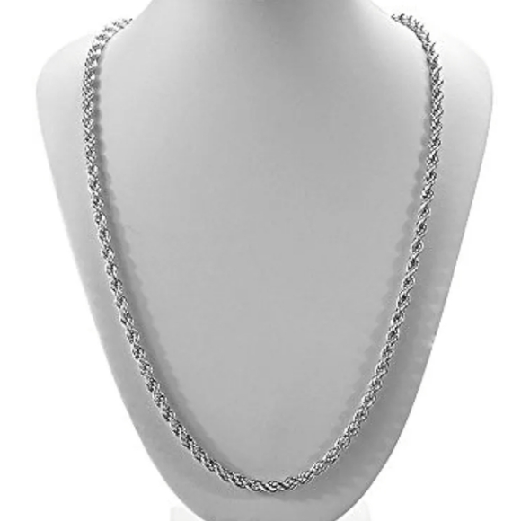 925 Sterling Silver Rope Necklace NWT - Picture 2 of 5